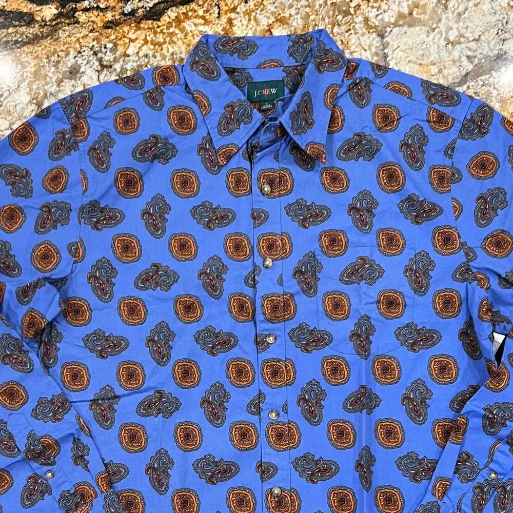 **NWT J. Crew Men's Blue Multi Blake Paisley Vintage Twill Shirt